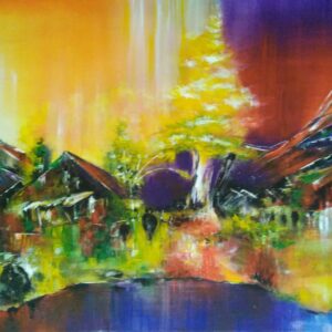 Reflection of Day & Night scene of a Village
