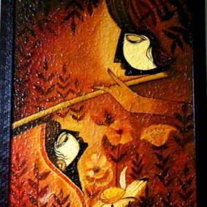 Radha-Krishna textured painting