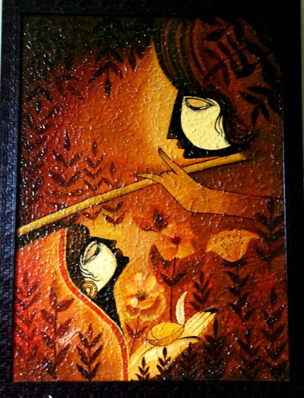 Radha-Krishna textured painting