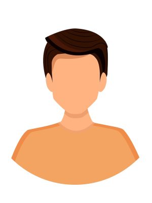 Brunette man avatar. Portrait of a young guy. Vector illustration of a face